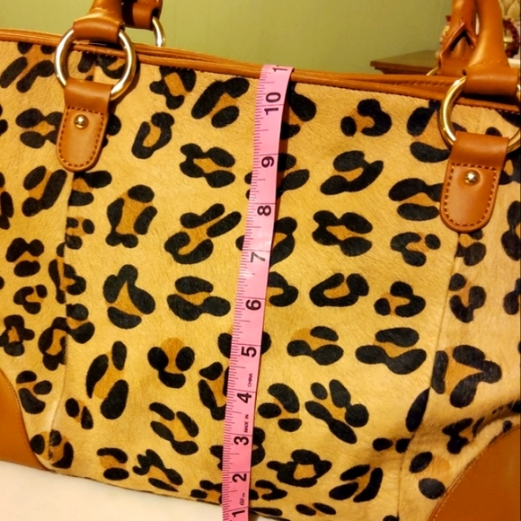 Barr + Barr Animal Print Tan & Brown Leather Tote Bag Shoulder Bag - Picture 15 of 17